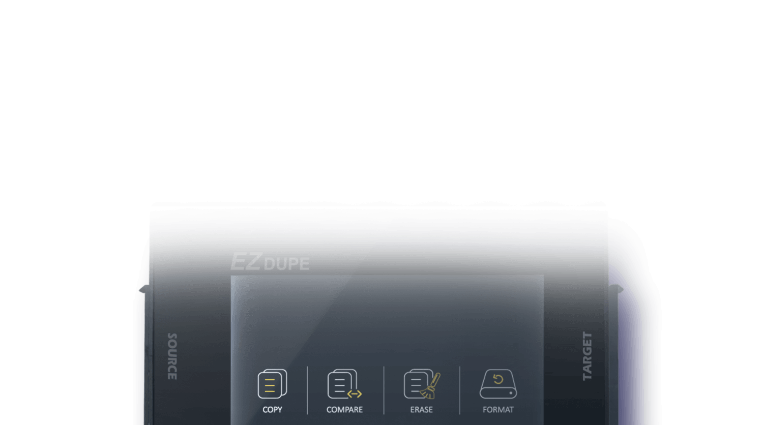 4 equipped functions for HDD: clone, compare, erase and format